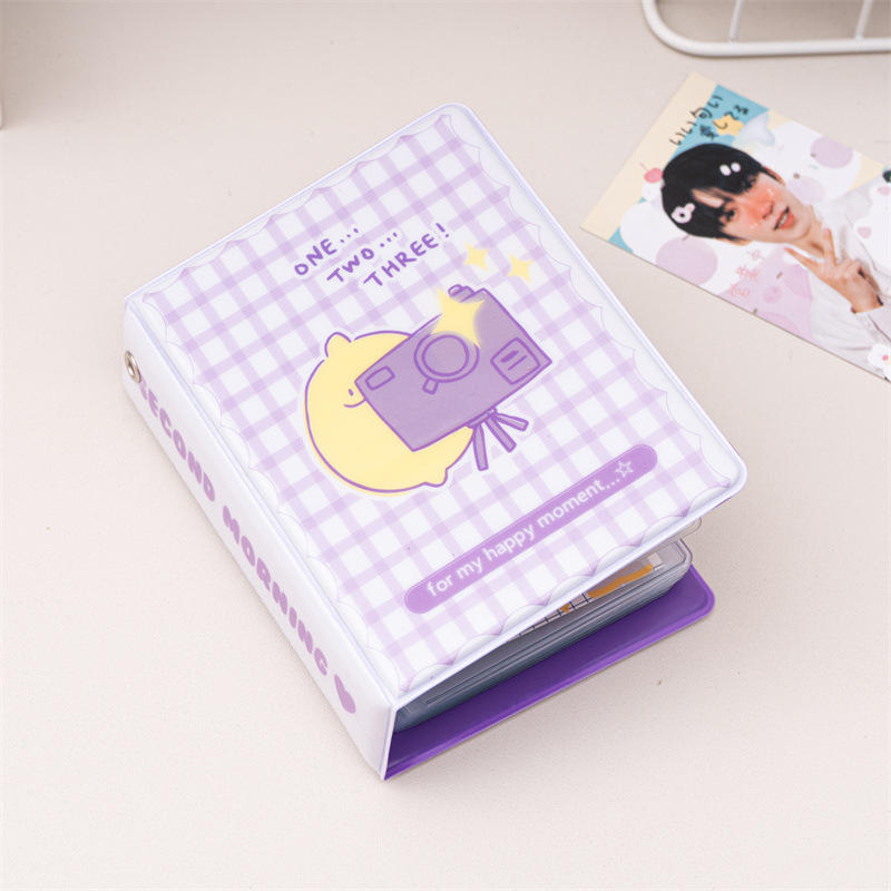 アルバム 月とカメラデザイン格子柄チェキ保管アルバム