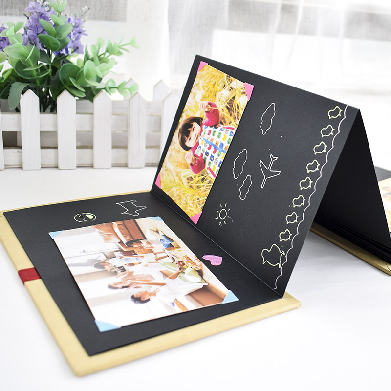 アルバム 手作り風しおり付きじゃばら式写真整理帳