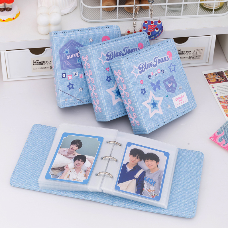 アルバム リング式写真収納帳デニム風カバー付き