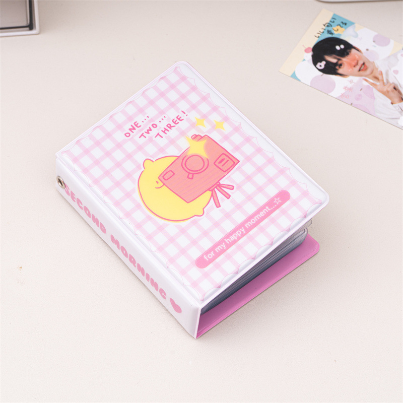 アルバム 月とカメラデザイン格子柄チェキ保管アルバム