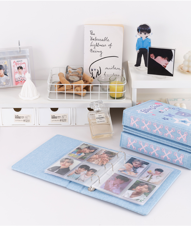 アルバム リング式写真収納帳デニム風カバー付き