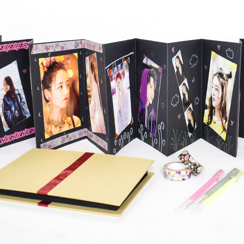 アルバム 手作り風しおり付きじゃばら式写真整理帳