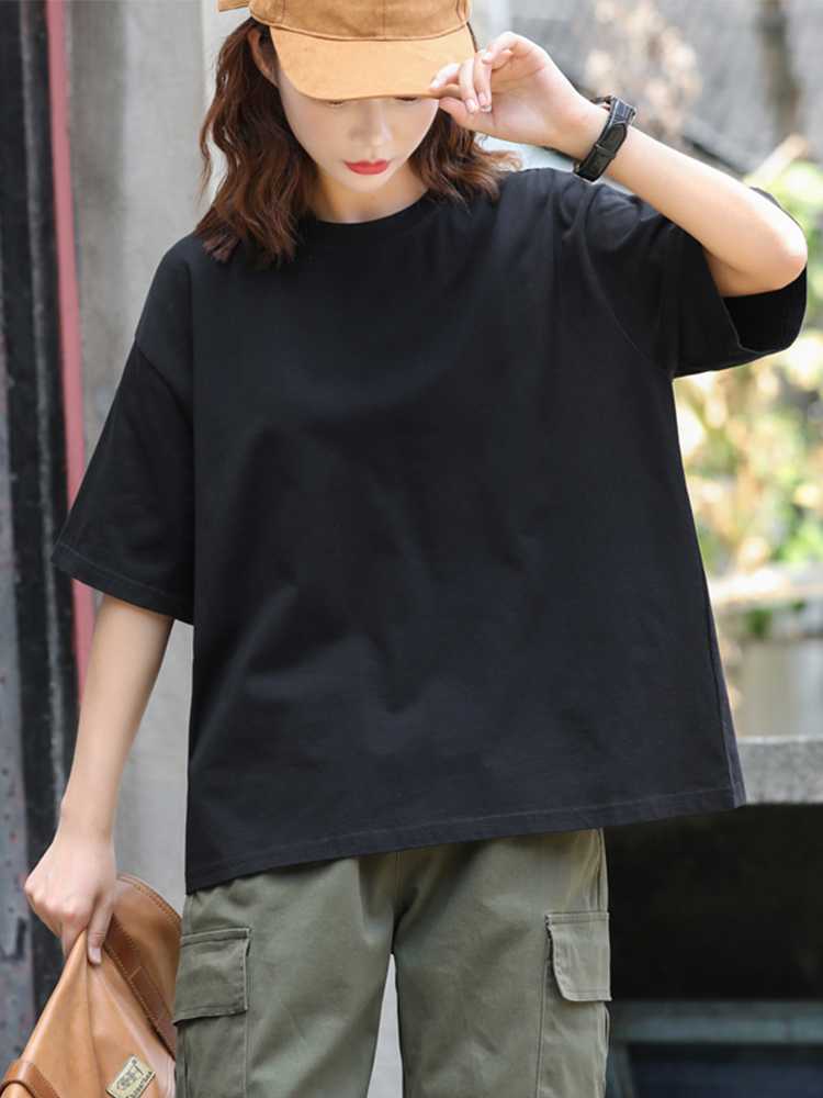 ゆったりシルエット半袖トップス