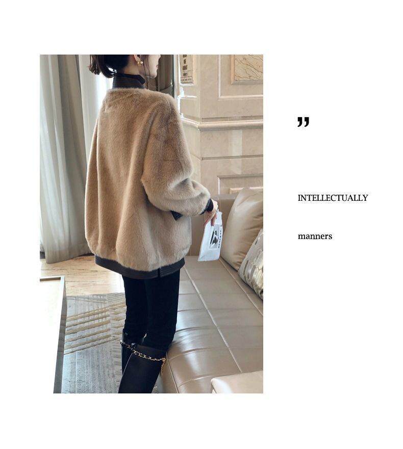 アメカジ レディース ノーカラー ボアジャケット 上品配色コート