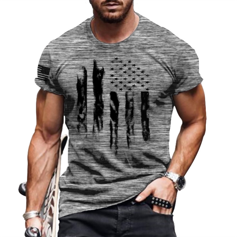 アメカジ 星条旗ヴィンテージ加工 半袖丸首シャツ