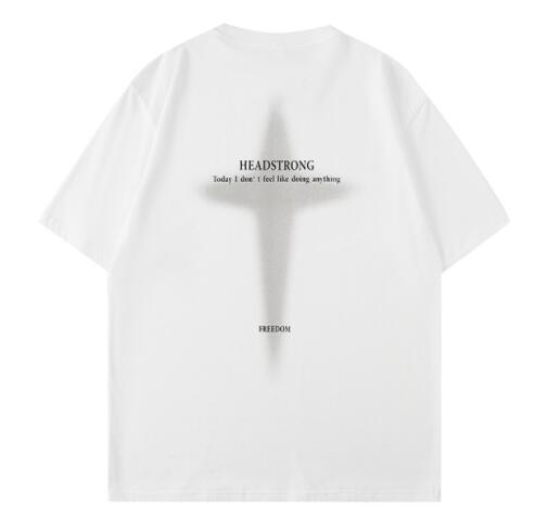 アメカジ メンズ半袖Tシャツ 十字架プリント オーバーサイズ