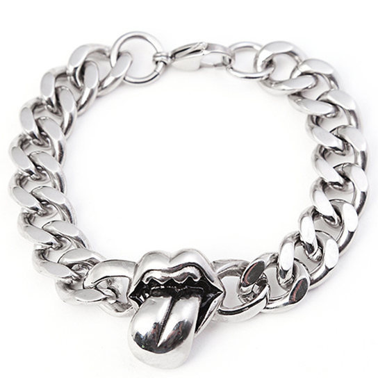 アメカジ 翼付きスカルモチーフ喜平チェーンブレスレット