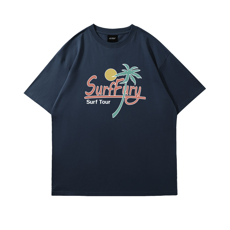 アメカジ 南国サーフィン風景プリントＴシャツ