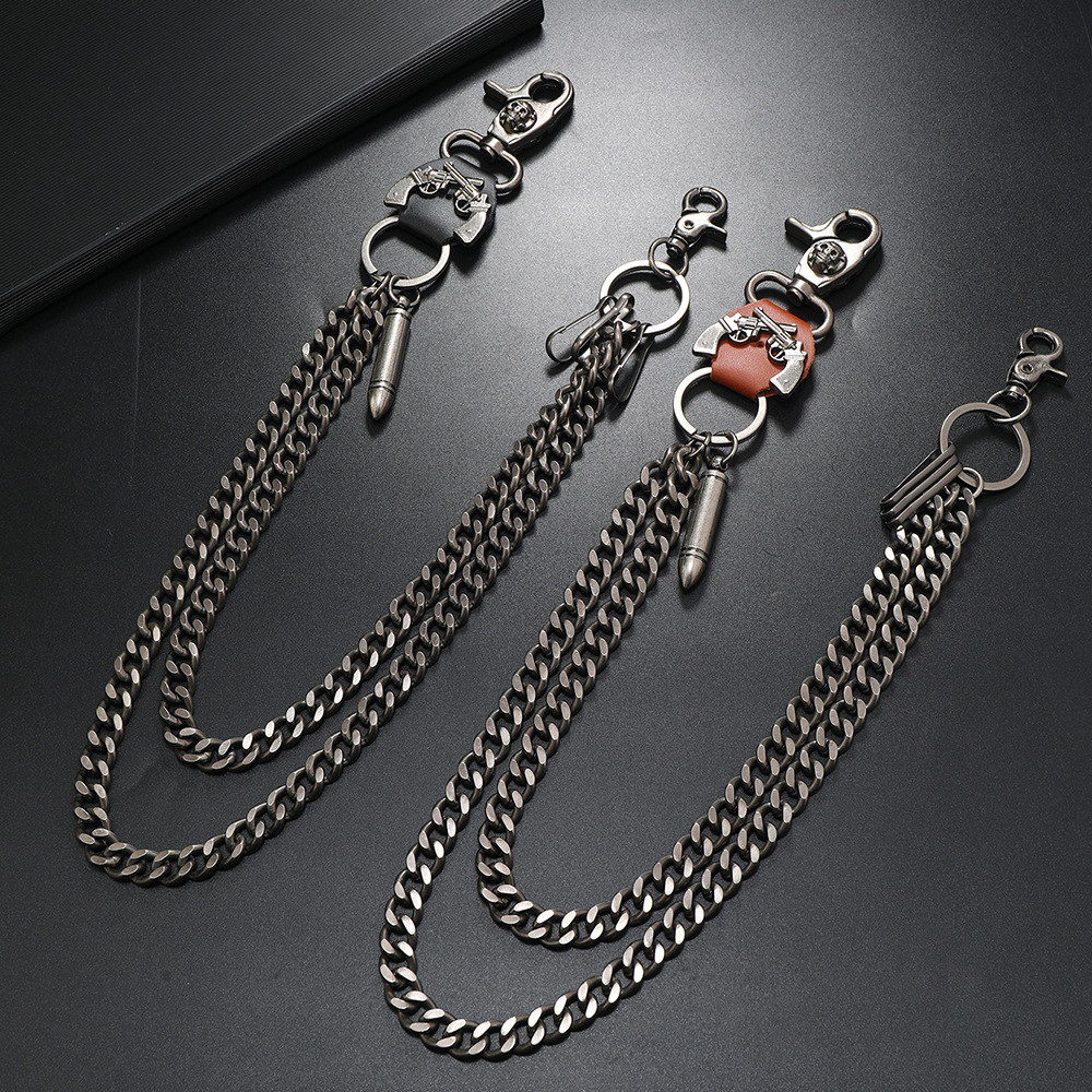 アメカジ 二連鎖弾丸モチーフ金属製ウォレットチェーン