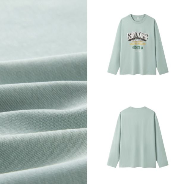 アメカジ レトロ文字デザイン長袖Tシャツ