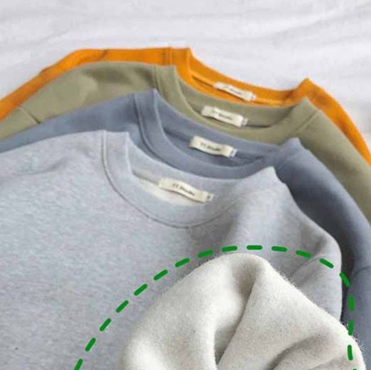 アメカジ レディース裏起毛トレーナー無地長袖暖かスウェット