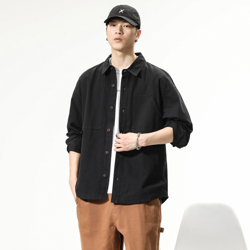 アメカジ ゆったりワークテイスト長袖シャツジャケット