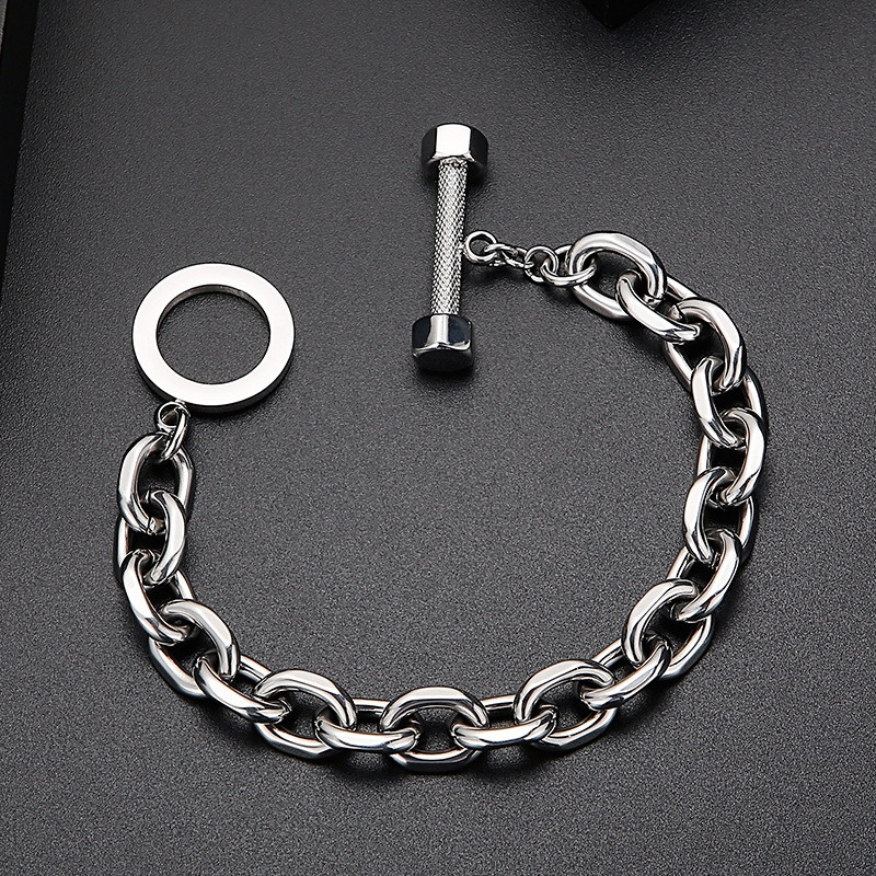 アメカジ 太チェーン留め金具付きブレスレット