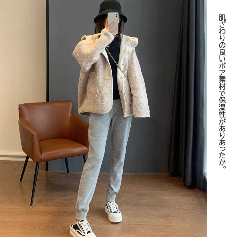 アメカジ レディース ボア アウター フード付き防寒コート 秋冬