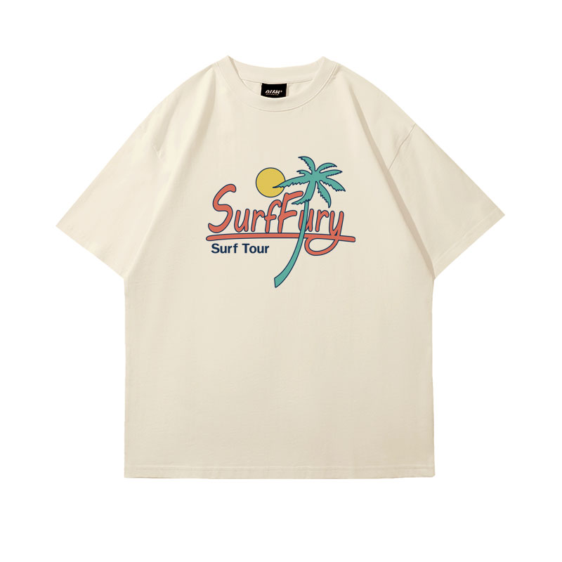 アメカジ 南国サーフィン風景プリントＴシャツ