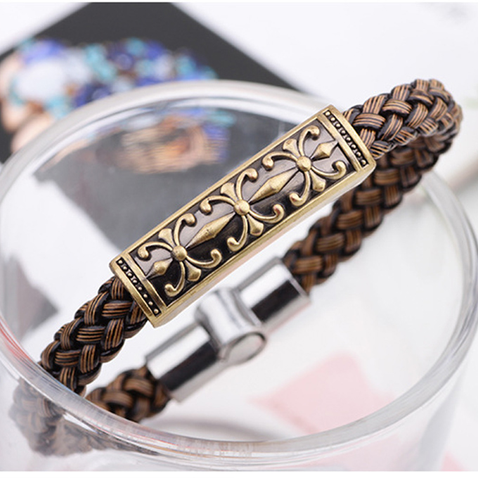 アメカジ メンズ ウォレット チェーン 編み込み風 民族調 めっき加工