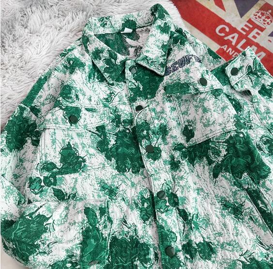 アメカジ メンズ グリーン迷彩柄 カジュアルジャケット 長袖