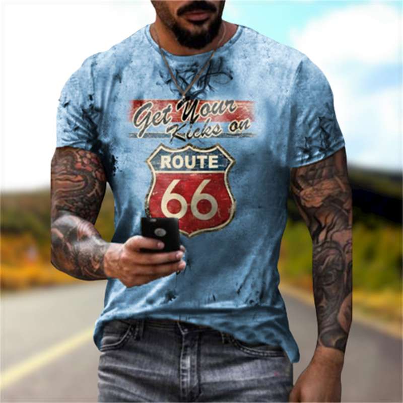 アメカジファッション  ルート66 ヴィンテージ風 アメリカンTシャツ