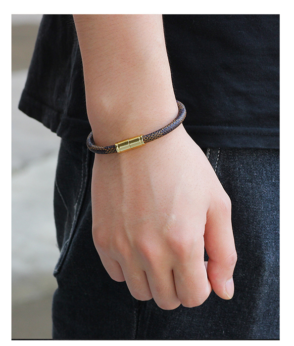 アメカジ 男性用ウォレットチェーン付きレザーブレスレット民族調