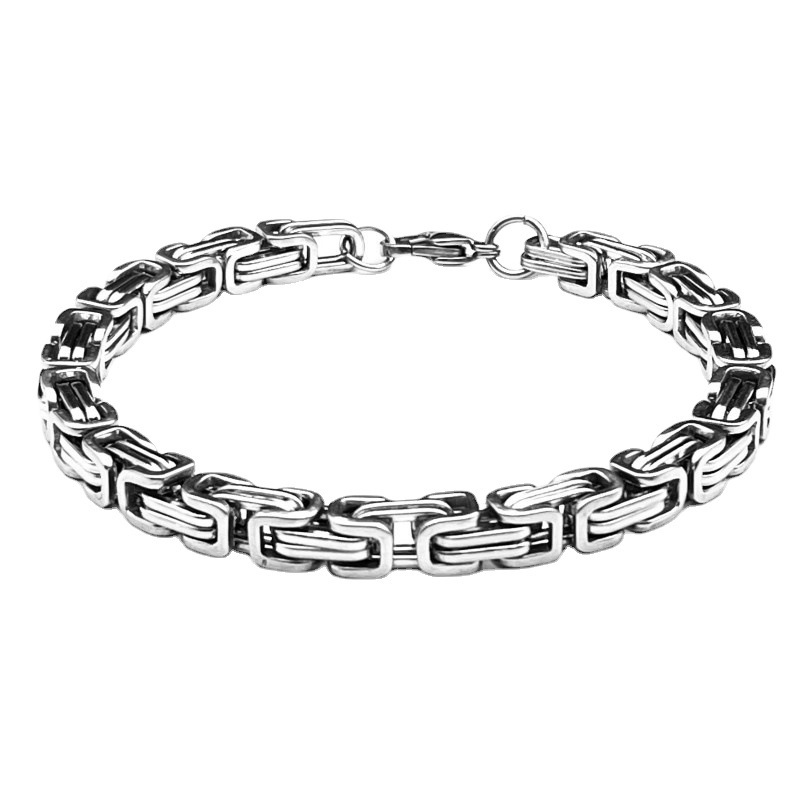 アメカジ ビザンチン編み金属チェーンブレスレット