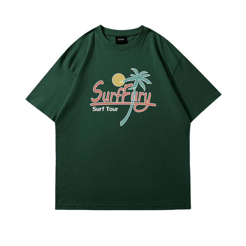 アメカジ 南国サーフィン風景プリントＴシャツ