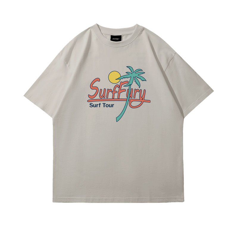 アメカジ 南国サーフィン風景プリントＴシャツ