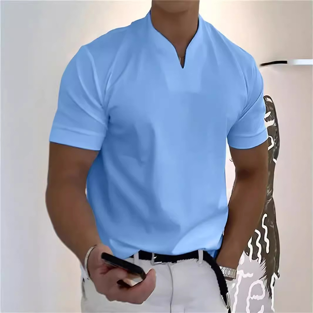 アメカジ 深割りブイネック半袖Tシャツ