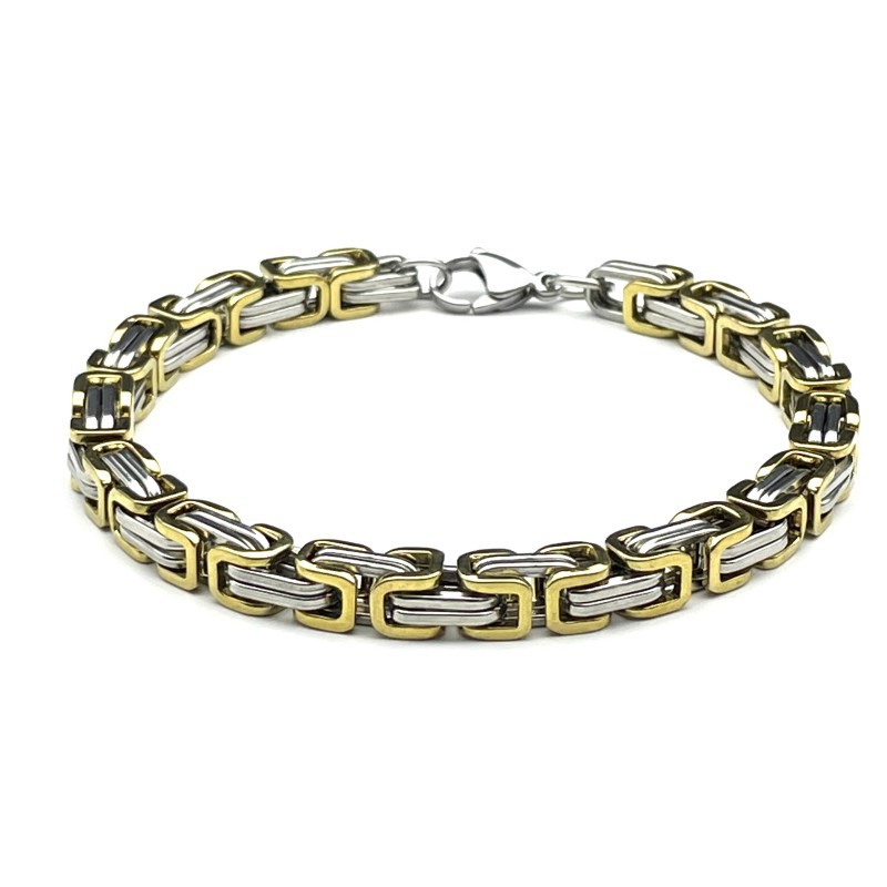 アメカジ ビザンチン編み金属チェーンブレスレット