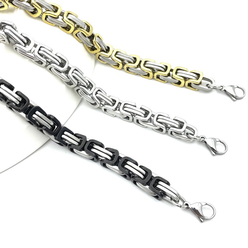 アメカジ ビザンチン編み金属チェーンブレスレット