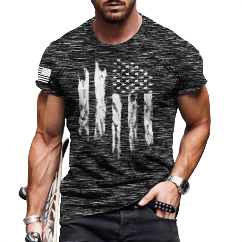 アメカジ 星条旗ヴィンテージ加工 半袖丸首シャツ