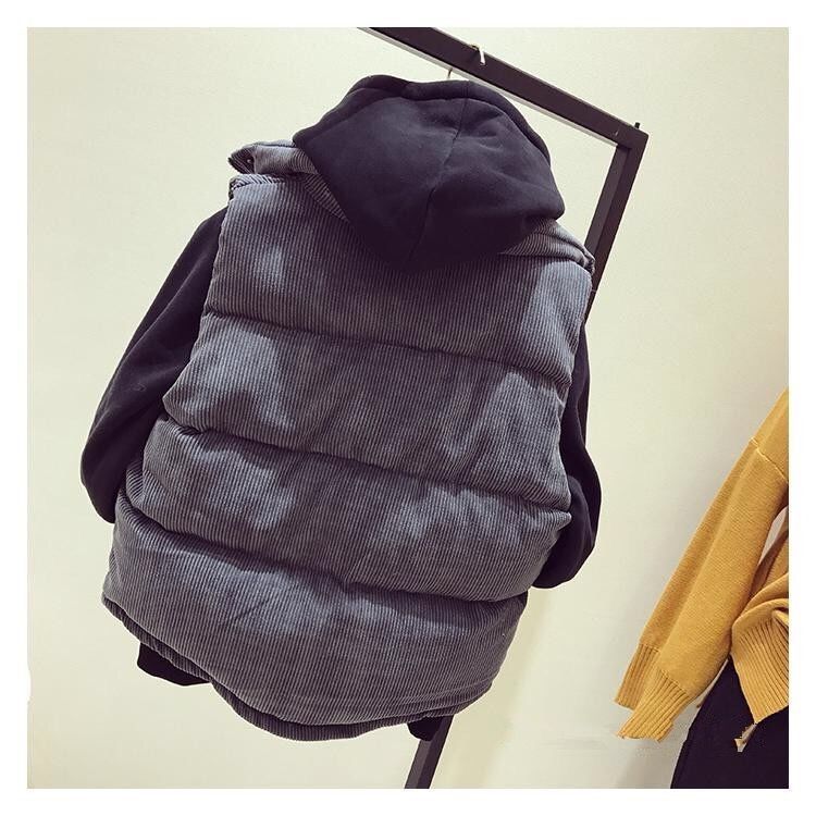 アメカジ レディース中綿ベスト前開きアウター袖なしスタンドカラー