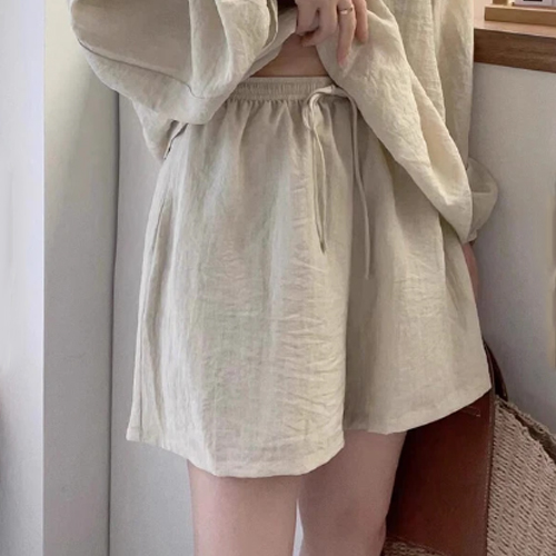 アメカジ レディース 肩開きロンティー セットアップ ショートパンツ付き