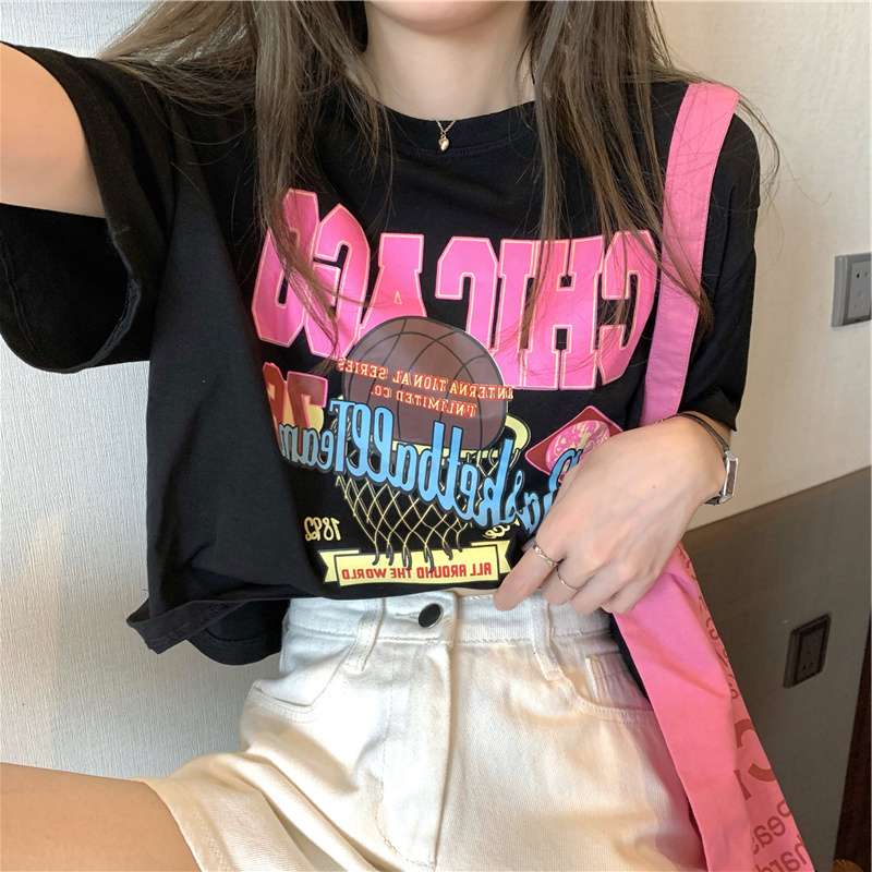 アメカジファッション  バスケットボールプリント オーバーサイズTシャツ