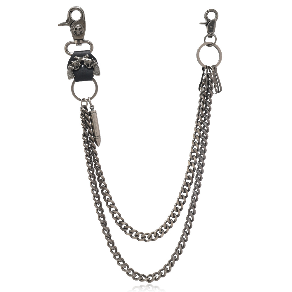 アメカジ 二連鎖弾丸モチーフ金属製ウォレットチェーン