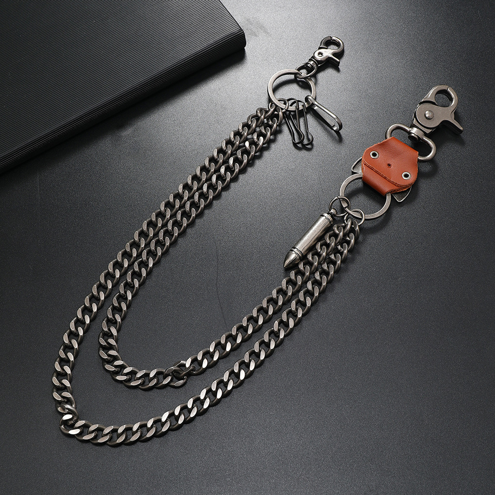 アメカジ 二連鎖弾丸モチーフ金属製ウォレットチェーン