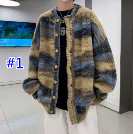 アメカジ メンズ ボーダー柄ニットカーディガン アウター