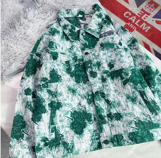 アメカジ メンズ グリーン迷彩柄 カジュアルジャケット 長袖