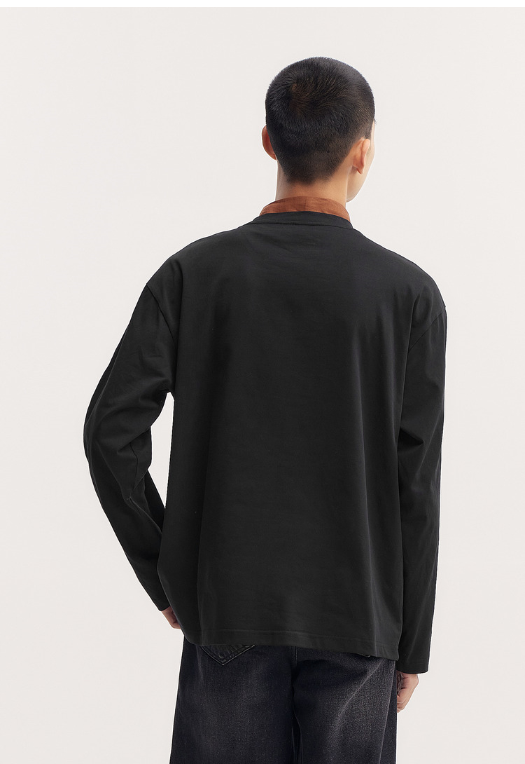 アメカジ レトロ文字デザイン長袖Tシャツ