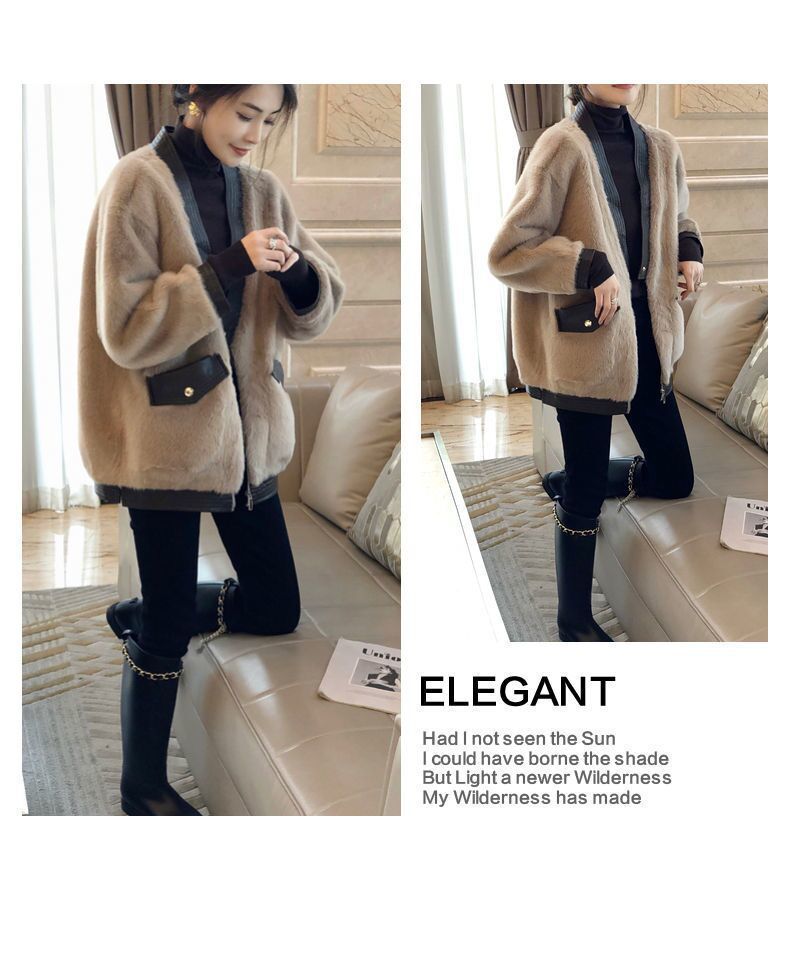 アメカジ レディース ノーカラー ボアジャケット 上品配色コート