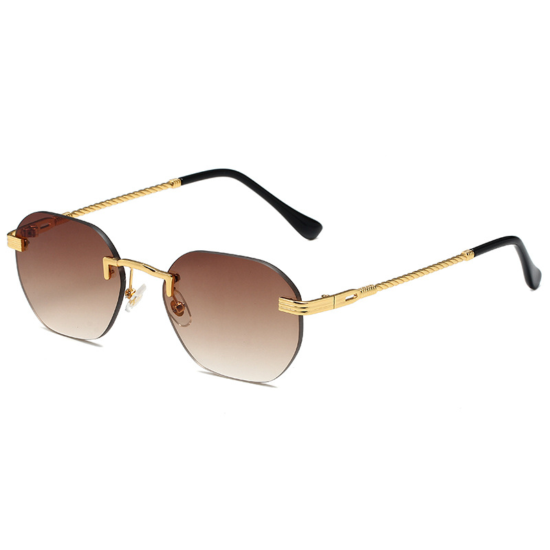 アメカジ 縄目模様テンプル縁なしサングラス