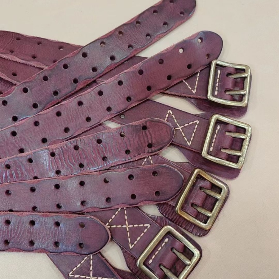 アメカジ 本革二重穴パンチングデザインベルト