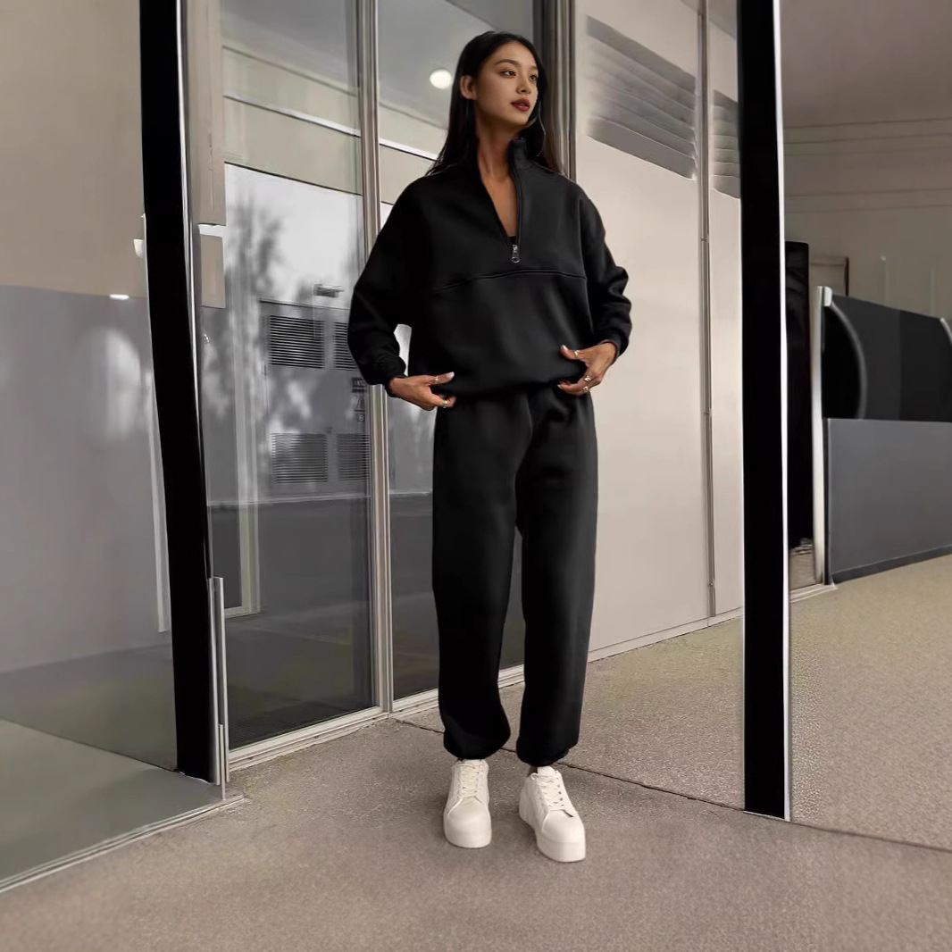 アメカジ ハーフジップ裏起毛セットアップスウェット