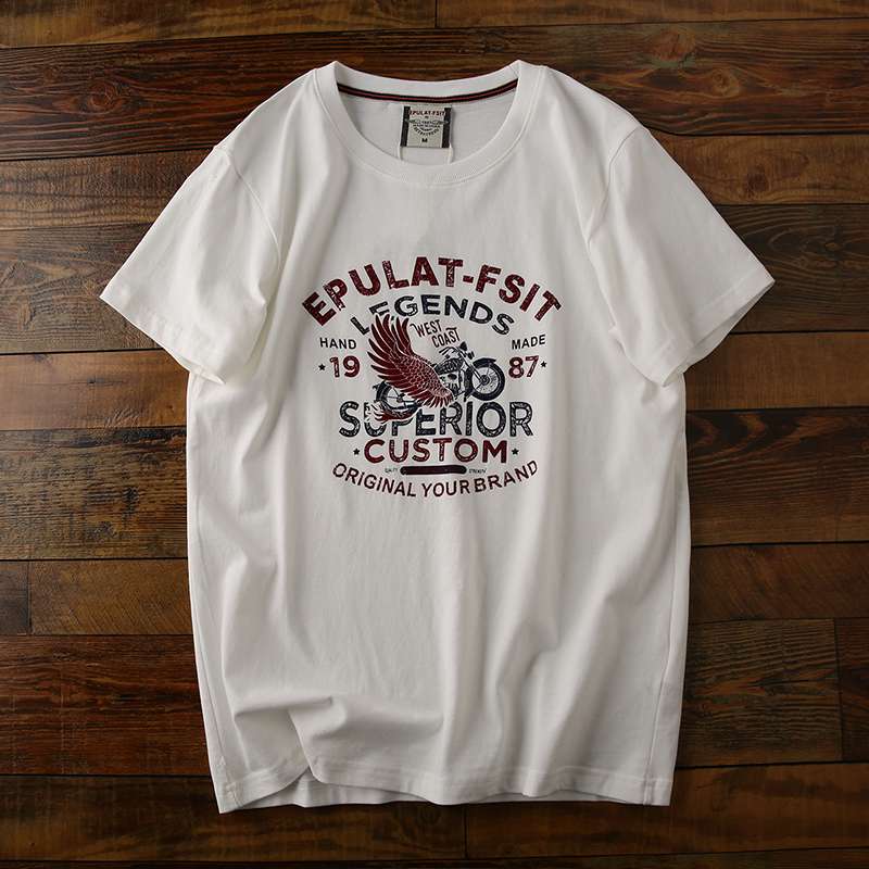 アメカジ レトロバイクウイング プリント半袖Tシャツ