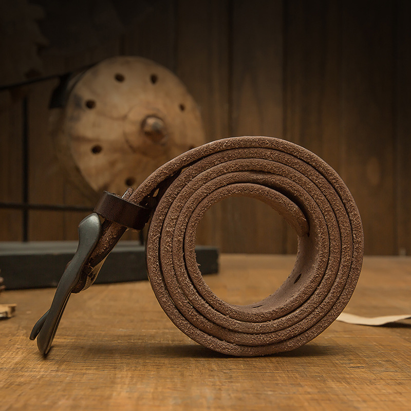 アメカジ 本革厚盛りステッチ仕上げピンバックルベルト