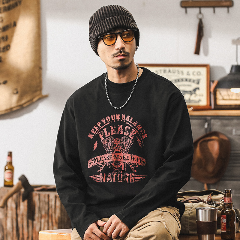 アメカジ ヴィンテージ風イーグルプリント長袖スウェット