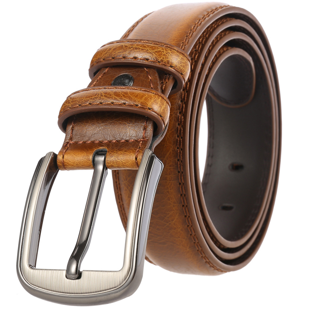 アメカジ 本革ダブルステッチビンテージレザーベルト