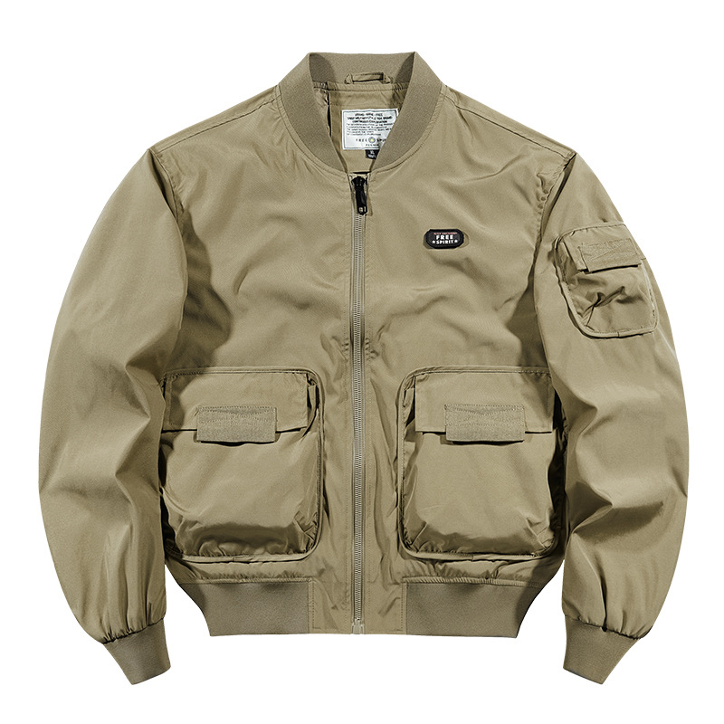 アメカジ ミリタリー仕様多機能ポケット付き飛行ジャケット