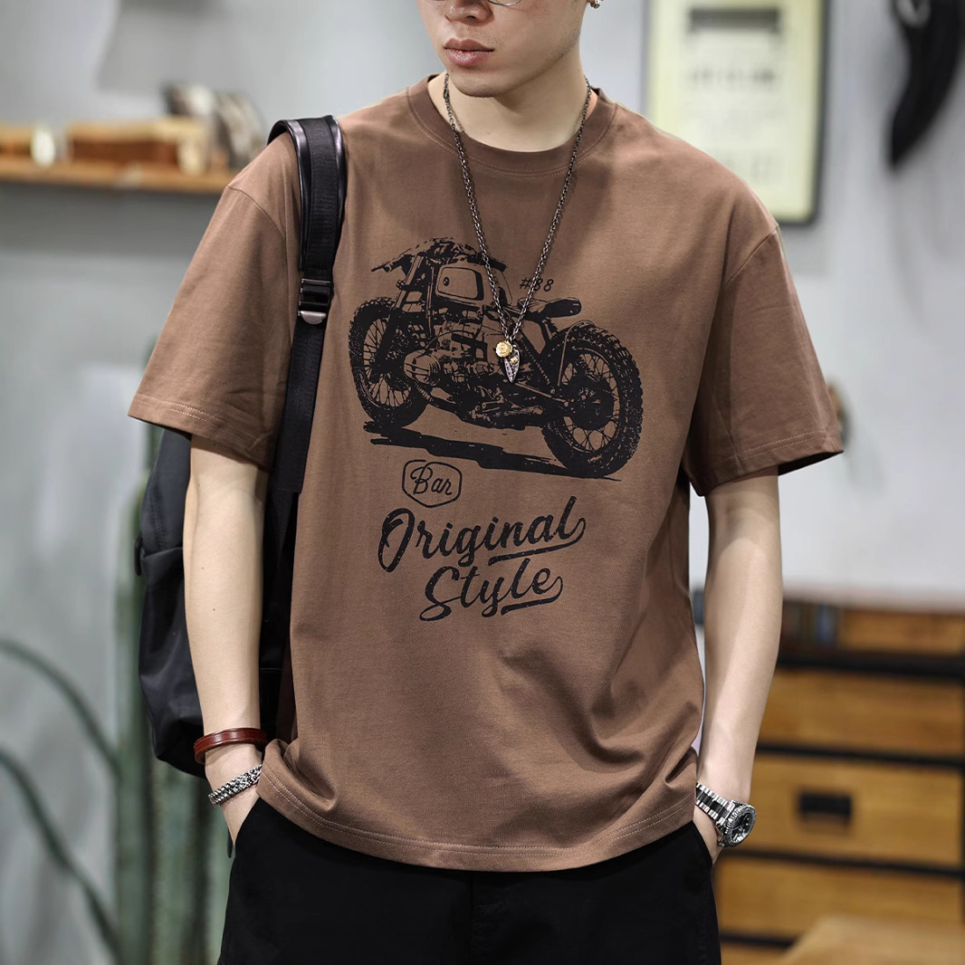 アメカジ ヴィンテージ単車グラフィック半袖Tシャツ