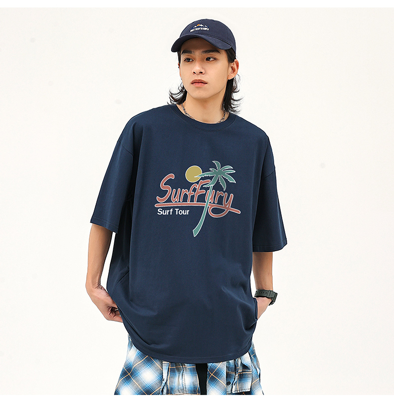 アメカジ 南国サーフィン風景プリントＴシャツ