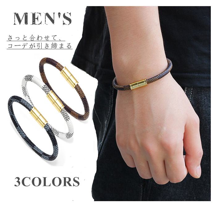 アメカジ 男性用ウォレットチェーン付きレザーブレスレット民族調